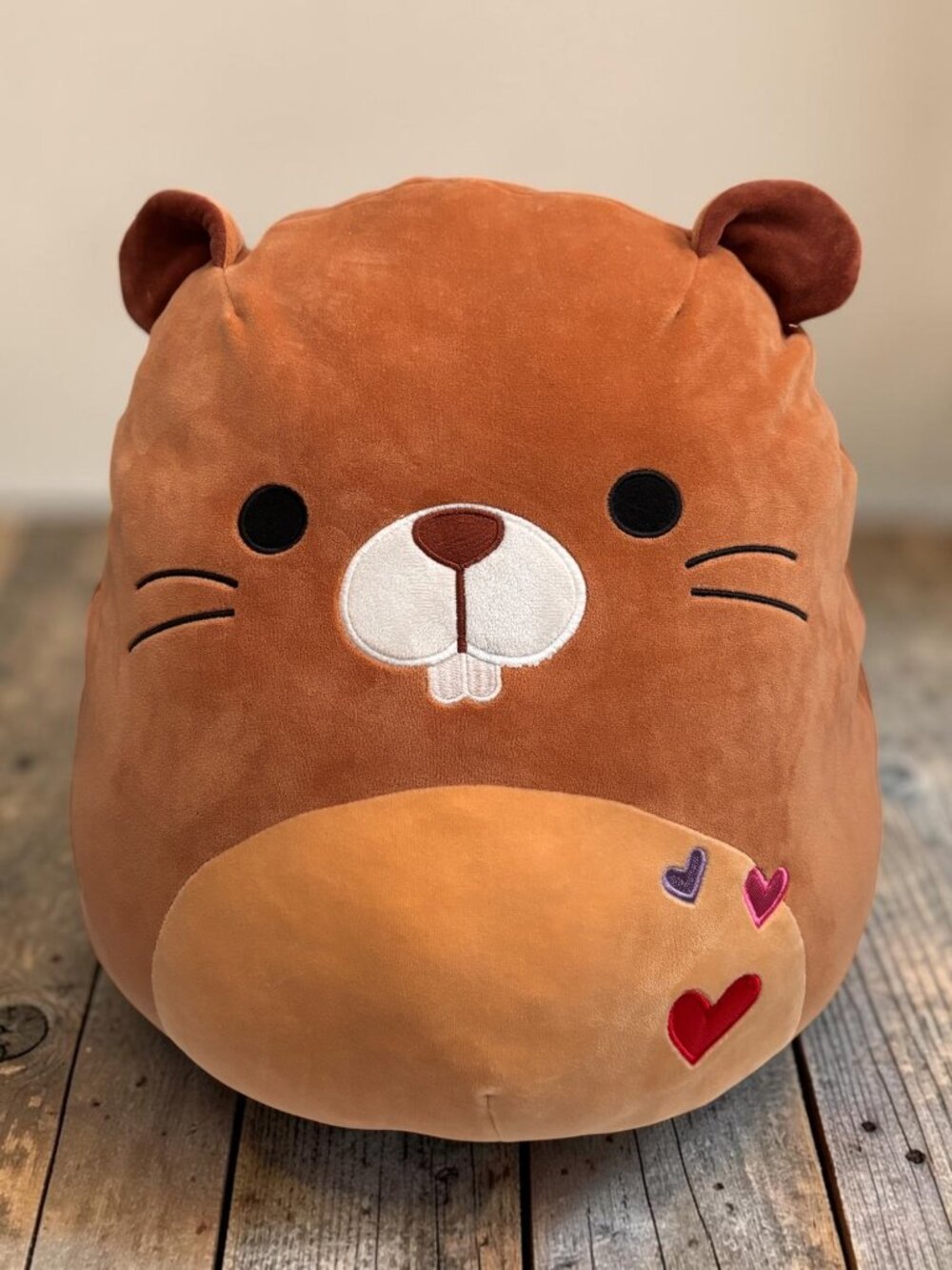 Squishmallows 16" Plush Chip Beaver With Embroidered Hearts - Soft & Cuddly Toy